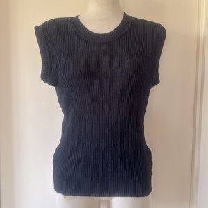 💕Vintage Black Silky Knit Sleeveless Sweater L VGUC